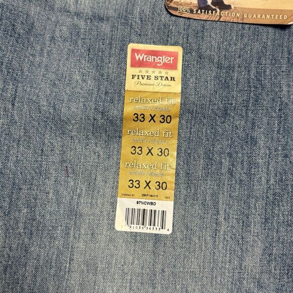 Wrangler Five Star Denim Jeans Relaxed Fit Men's 33x30 NEW With Tags - Picture 4 of 16